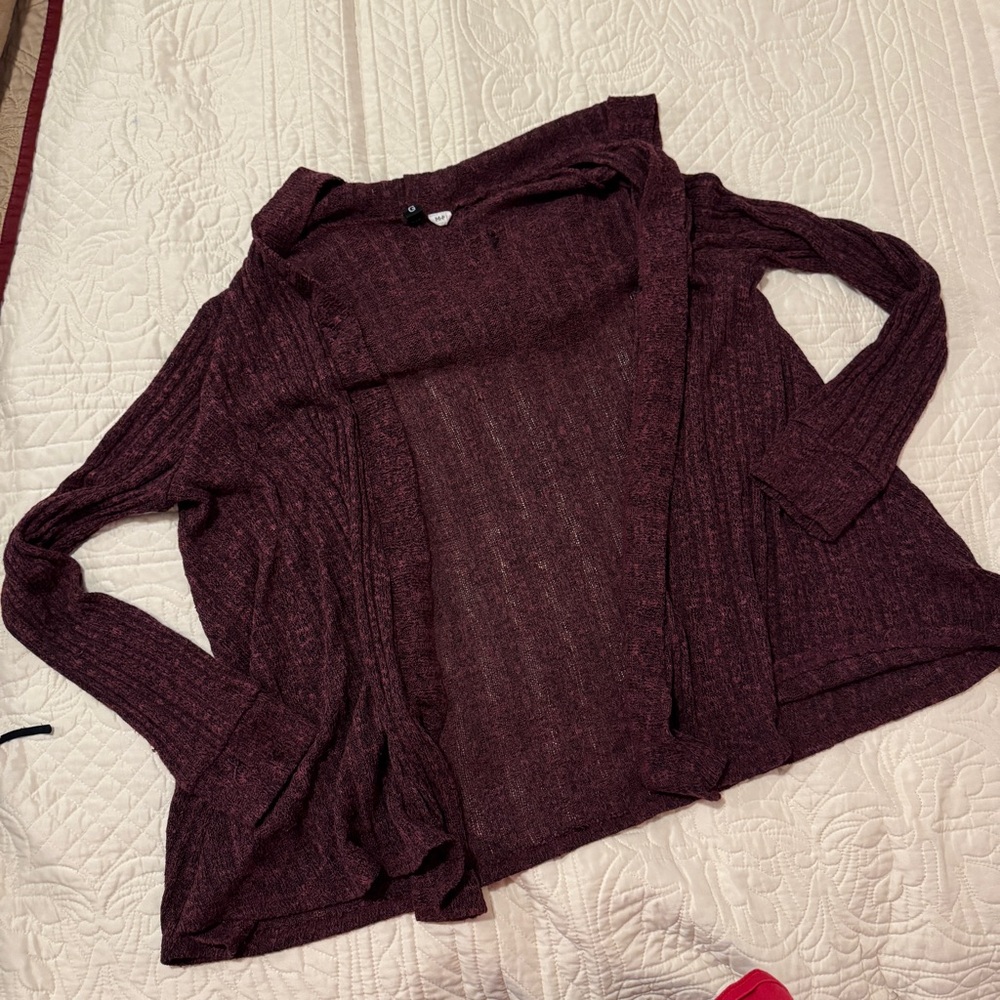 Elegant Maroon Open-Front Cardigan